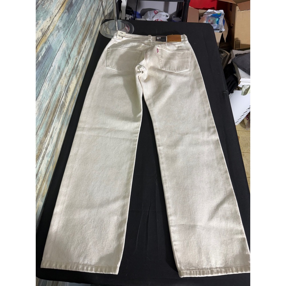 Levi's 501 '90s Jeans 27x30 White Metallic Foil New Straight Leg Mid Rise Denim - Picture 6 of 6